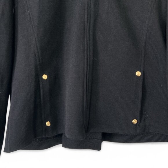 St John Collection Marie Gray Black Knit Zip Cardigan Size 8 Designer - Picture 2 of 5